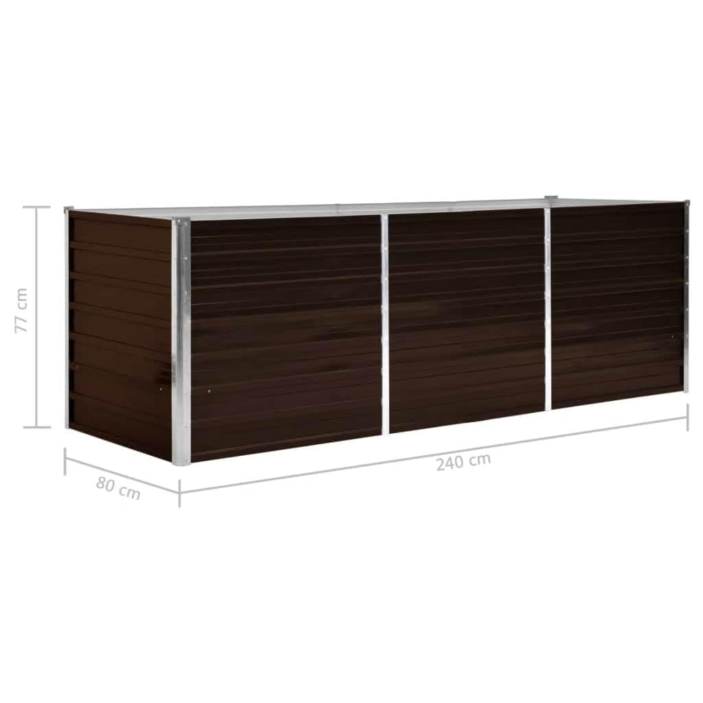 Edler Garten-Hochbeet Braun 240×80×77 cm aus verzinktem Stahl Großer Blumenkübel mit zeitgemäßem Design für Garten Terrasse Balkon und Urban-Gardening