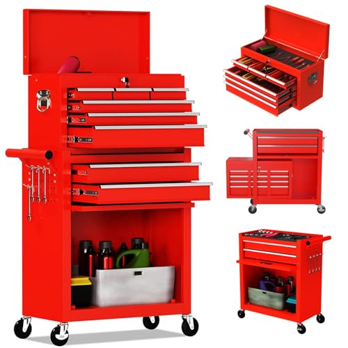 8-Drawer High Capacity Rolling Tool Chest, Removable Cabinet Stor...