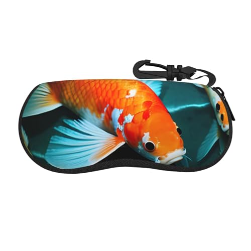 AKDODK Estojo esportivo com estampa de peixe Koi japonês Hd, caixa de armazenamento com zíper reforçado, estojo de transporte para óculos de sol