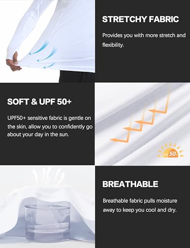 Men's UPF 50+ Sun Protection Shirts UV SPF Rash Guard Long Sleeve Lightweight Hoodie Shirts Fishing Hiking Running Swim4