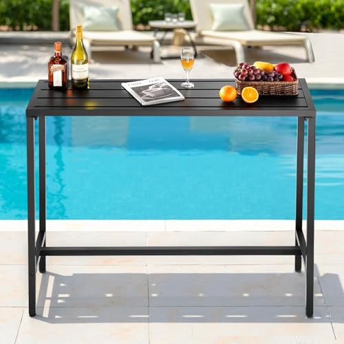 Table de bar haute extérieur VEVOR 120cm avec plateau rectangulaire étanche