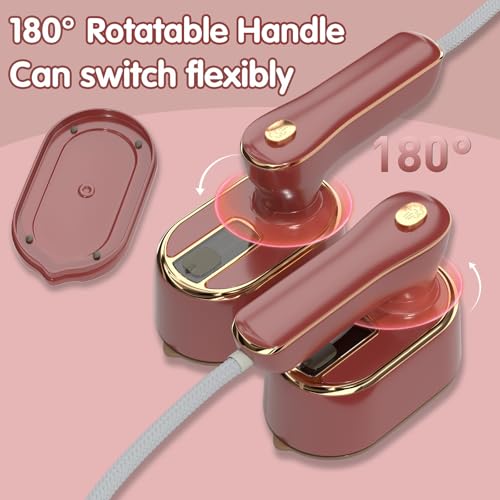 Image of Travel Steamer Iron for Clothes Mini - Portable Ironing Machine Travel Small Size Portable Steamer Travel College Dorm Home Essentials (Winered)