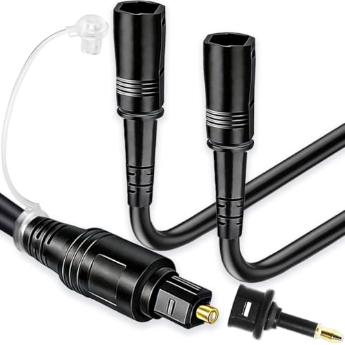HAAMNING7 Toslink �X�v���b�^�[ �f�W�^�����I�[�f�B�I�X�v���b�^�[ 1����2�o�� SPDIF ���t�@�C�o�[�P�[�u�� Toslink �~�j�A�_�v�^�[�t�� TV DVD �v���[���[ �A���v�p