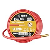 14 AWG Tracer Wire 600V 100% Solid Copper Conductor Direct Burial Underground, Red Tracer Wire for Locating Underground Pipes and Lines Electrical Wire Gas Water Sewer Pipe and Fiber Optic, 100 FT