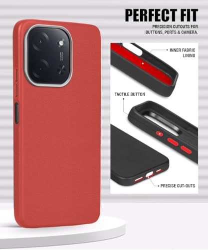 Image of WOW IMAGINE Back Cover for Mi Redmi 15C 5G | Poco C85 5G 2025 | Ultra Slim Flexible Non-Slip Grip | Inner Fabric | Metal Camera Ring & Lightweight Soft Silicone Mobile Case - Crimson Red