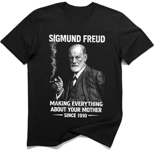 Sigmund Freud Haciendo Todo sobre Tu Madre Psicoanálisis Humor T Shirt (2XL, Negro)