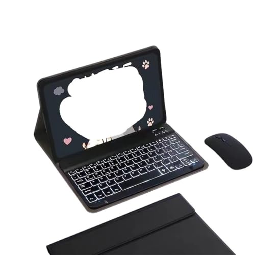 Clavier QWERTY et coque en cuir noir pour Xiaomi Pad 7 et 8 Pro 11.2 pouces avec souris