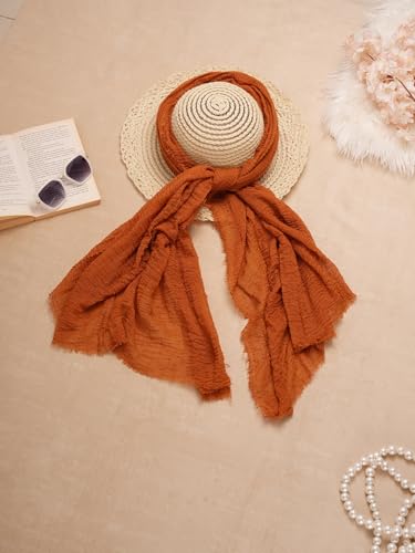 Image of Crinkled PolyCotton Scarf for Women - 180 x 90 cm Stole for Women | PolyCotton Scarf for Summers, Head Cover for Women | Lightweight Scarf for Women | Women Accessory