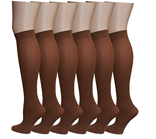 Image of Differenttouch 6 Pairs Women's Opaque Spandex Trouser Knee High Socks Queen Size 10-13