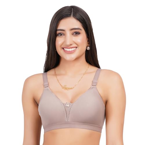 Image of Non Padded in B, C and D Cup Bra - Made of Pure Cotton Full Coverage Over Size Non Wired Pushup Soft Cup for T-Shirt Saree Dress Sports Garment for Daily Use Everyday