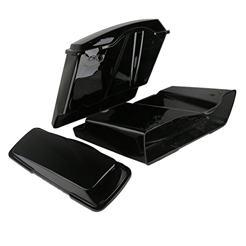 Xfmt Motorcycle 5" Stretched Hard Saddlebags Extended Saddle Bags For Harley Touring Road King Street Glide Road Glide Electra Glide 1993-2013 (Vivid Black) #TOP4