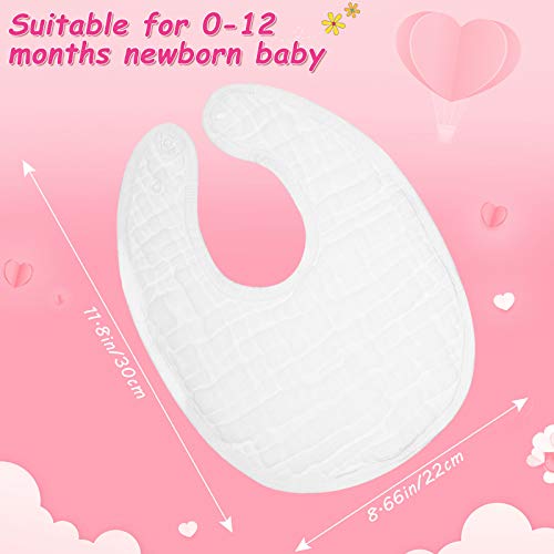 Tatuo 10 Pieces White Muslin Baby Bibs for Baby Boy Girl Cotton Drool Bibs Bulk Burping Cloth Adjustable Newborn Infant Bandana(White)2