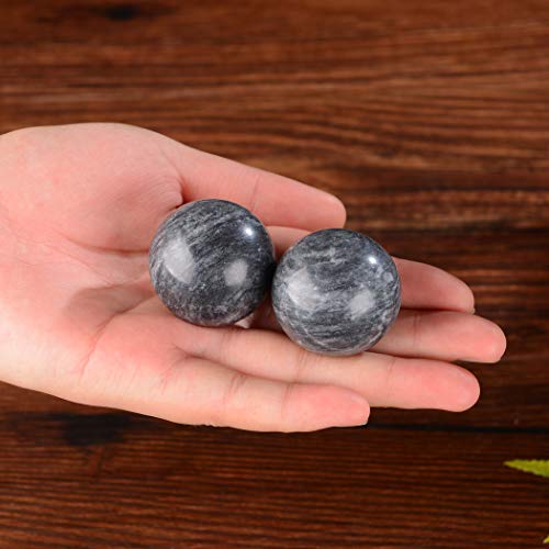 1.4'' Dark Grey Marble Baoding Balls Chinese Health Hand Exercise Balls Stress Relieve Craft Collection (bag-packed)