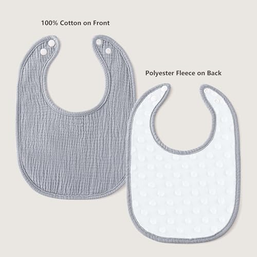 Image of Susurration Muslin Baby Drool Bibs 6Pack Soft Square Adjustable Baby Bandana Bibs for Unisex Girls & Boys