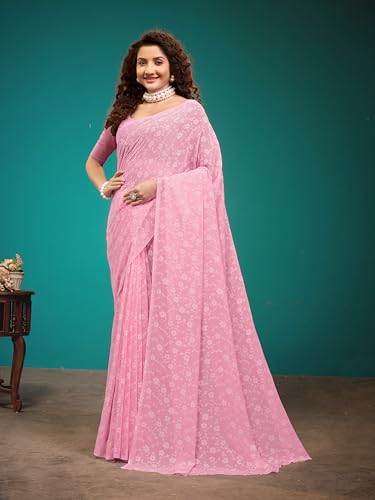 Image of Garden Vareli Viscose Brasso Floral Print Saree