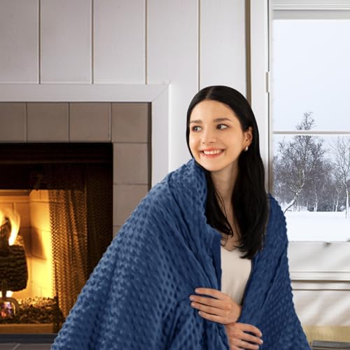 Image of yescool Weighted Blanket with Cover (10 lbs, 41 inch x 60 inch, Cobalt Blue) Heavy Blanket for Sleeping Perfect for 60-90 lbs, Breathable Blanket with Premium Glass Bead, Machine Washable