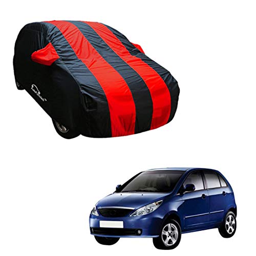 Autofurnish Stylish Red Stripe Car Body Cover Compatible with Tata Indica Vista - Arc Blue