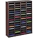 Pemberly Row Mahogany Wood Mail Organizer - 60 Compartments