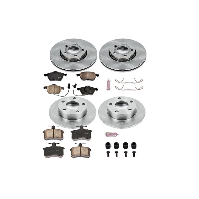 Image of PowerStop Front and Rear Brake Kit for Audi A4 Quattro 1999-01 - Z17 Ceramic Brake Pads & Disc Rotors Replacement, KOE530