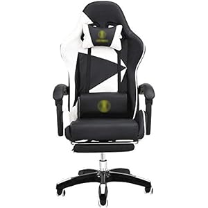YUXIwang Bureaustoel E-Sports Stoel Racing Bureaustoel Voetbank Verstelbare Lumbale Ondersteuning Hoofdsteun Compatibel met Werken Gaming (Kleur: Zwart, Maat: 65X65X120CM)