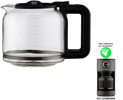 Carafe Replacement for the Cuisinart 12-Cup Glass Coffee Carafe Model DCC-1220BKSWM ONLY - Black Handle/Lid - Image 4