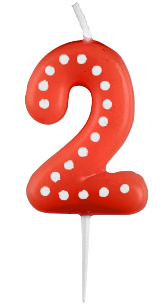 Amscan 9900912 - Number candle 2, height 6.5 cm, cake candle, cake decoration, birthday, decoration (assorted)