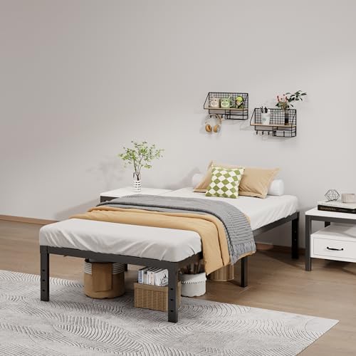 Image of LUMUNANCE Metal Bed Frame Twin XL Size - 14 Inch Heavy-Duty Twin XL Platform Bed Frame No Box Spring Needed, Easy Assembly, Noise-Free, Sturdy Mattress Foundation, Underbed Storage Space