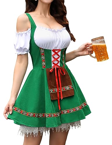 Clearlove Dirndl Damen Kurz Trachtenkleid Mini für Oktoberfest Festlich...