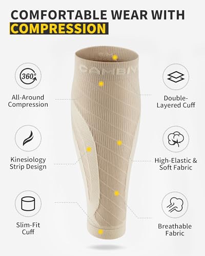 Image of CAMBIVO Calf Compression Sleeve 3 Pairs Footless Compression Socks Running