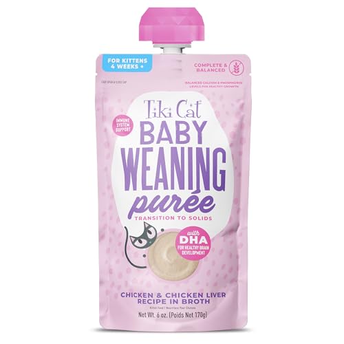 Tiki Cat Baby Weaning Puree Wet Cat Food, Chicken, 6 oz. Spout Pouch (6 Count)