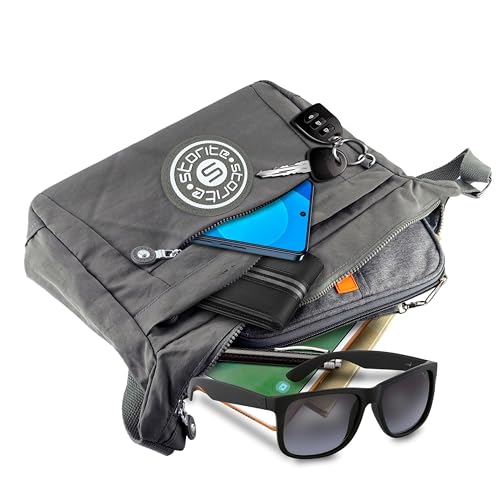 Storite Portable Nylon Stylish Small Multi-Pocket Zip Closure Sling Cross Body Travel Messenger One Side Shoulder Bag for Men & Women