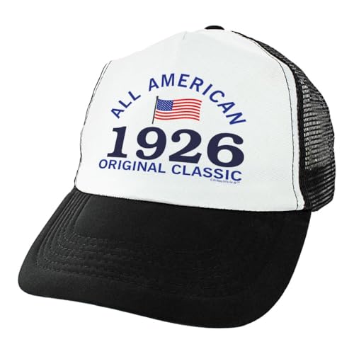 100th Birthday Gifts All American 1926 Original Classic Hat Turning 100 Birthday Party Trucker Hat Black