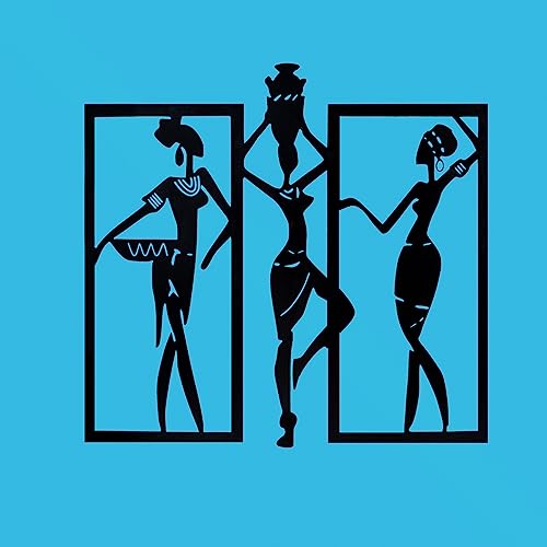Image of METSY Metal Tribal Women Wall Art Black 64x69 cm for Home /Bedroom /Office /Hallways etc | Metal Wall Art | Wall Decor Items for decoration