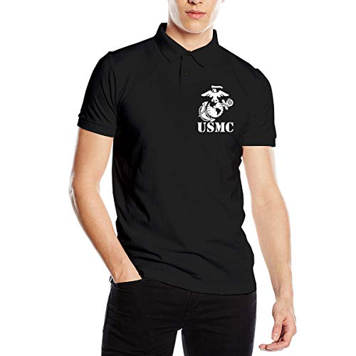 Cute Pink Piglet USMC-United-States-Marine-Corps-Eagle-Globe-and-Anchor-White Polo de algodón de Ajuste Regular Essentials para Hombre Polo de Golf de Manga Corta