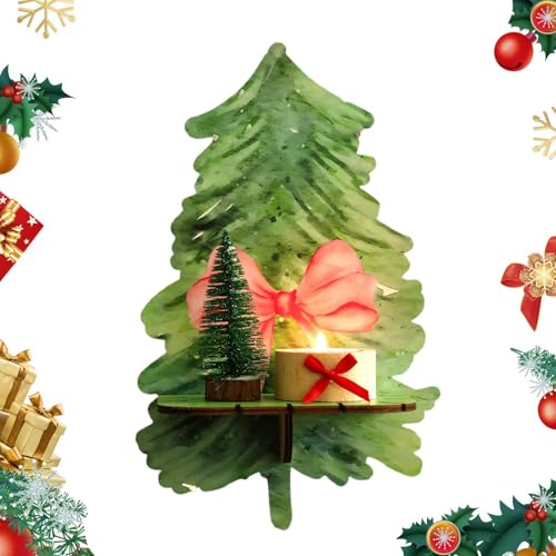 Estante colgante de Navidad, estante para colgar en la pared, estante decorativo para árbol de Navidad, estante de madera rústica para cocina, libro, decoración de pared de piso