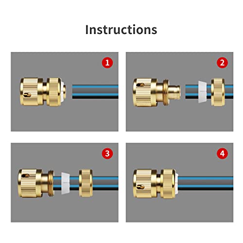 Mdlufee 2pc Brass Hose Connector Hose End Quick Connect Fitting 1/2" Hose Pipe Quick Connector for Gardening - Image 3