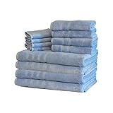 Mosobam Luxury Turkish 12pc XL Towel Set 35X70 16X30 13X13 Allure Blue 700 GSM Bamboo Viscose &...