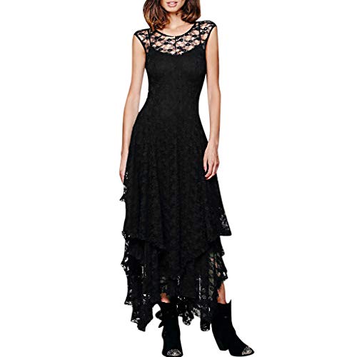 CICIYONER Damen Retro Kleider Gothic Punk-Stil Mesh Nähen Verband Leibchen Kleid Trägerkleid (48, Schwarz1) Cover