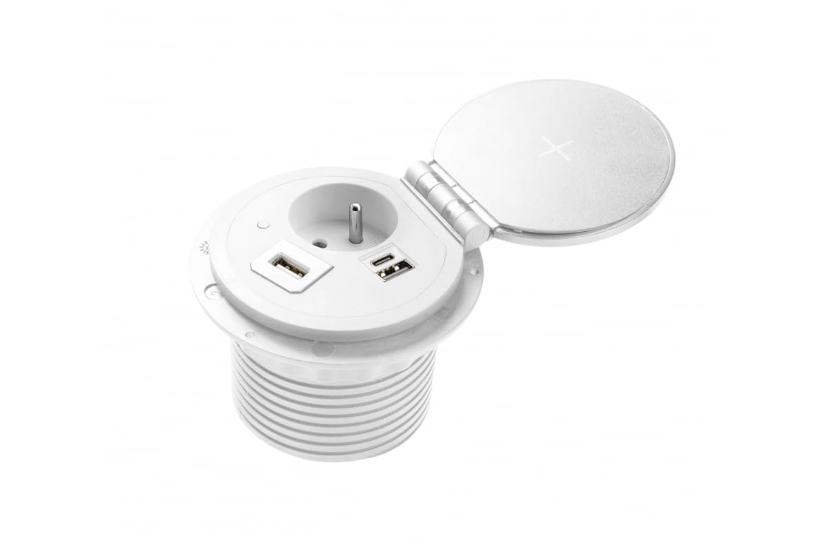 Prise de meubles profil ultra plat GTV Charger Plus à induction et ports amovibles