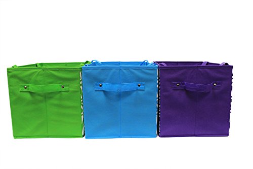 Earthwise Deluxe Collapsible Reusable Shopping Box Grocery Bag Set With Reinforced Bottom Storage Boxes Bins Cubes (Set Of 3) (Green/Turq/Purple)… #TOP4