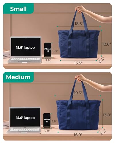 Image of BAGSMART Tote Bag for Women, Tote Bag with Zipper Work Tote with Compartments Nurse Shoulder Hanbag for Travel, Gym
