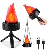 Bestview 3D Fake Fire USB Rechargeable Fake Campfire,Portable LED Effect Light Fake Flame Light, ...