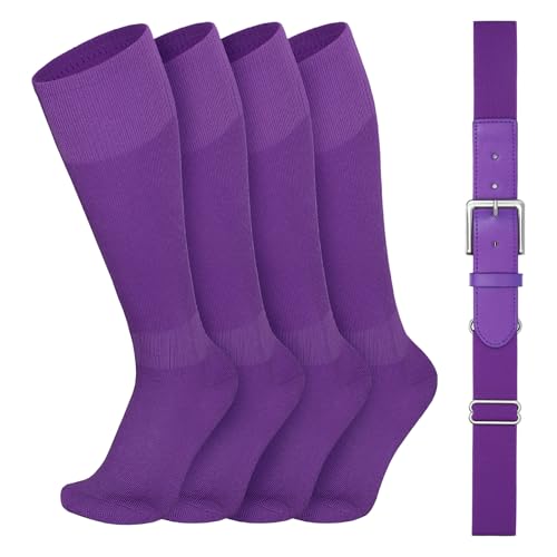 Image of VONMELLI Youth Baseball Belt and Socks Combo, Elastic Softball Belts and Socks for Boys and Adult (2 Pairs of Socks & 1 Belt)