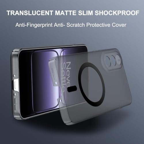 Image of DIZORO Matte Case for Oneplus Nord 5 Compatible with MagSafe, Camera Lens Full Protection, Shockproof Translucent Frosted TPU Soft Phone Cover, Anti-Fingerprint (Black)