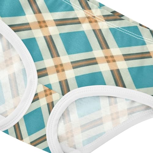 Girls' Organic Cotton Panties Briefs Underwear for Girls Geometric Plaid Pattern4