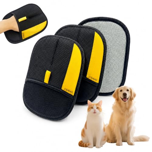 CAIBAO Electrostatic Pet Hair Removal Gloves: Quick Wiping - Reusable & Washable for Sofa Clothing Pet Beds Effortless Cats & Dogs Hair Remover for Busy Pet Owners (2pcs-Black)