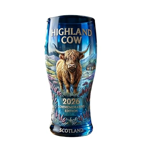 Genérico Vaso de cerveza conmemorativo Highland Cow 2026 de 20 oz para hombres y mujeres: una idea de regalo única con temática de animales de granja, vaso resistente para el hogar o el bar. (01#)