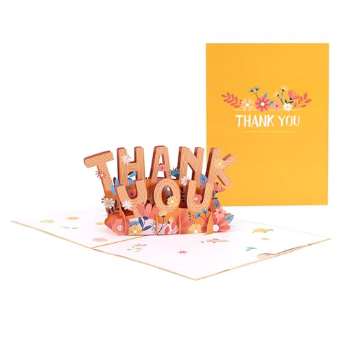ENJOYPRO Thank You Pop Up Card, 3D Greeting Card With Blank Note Card and Envelope, Appreciation Gifts for Women, Men, 5.9" x 7.9"