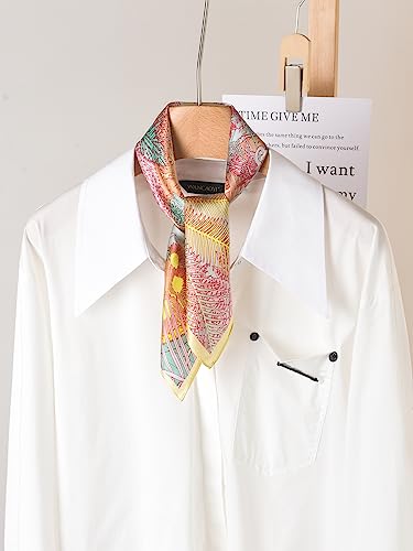 100% Mulberry Silk Scarf 21 "x 21" Square - Neck Scarf - Women Men Small Square Pocket Scarf - With Gift Packed4