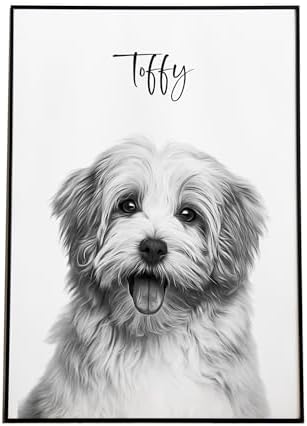 Black White Pet Portrait/Dog, Cat, Horse, etc./As A Poster, Canvas or Framed picture/Unique Personalized Gift Pet Owner